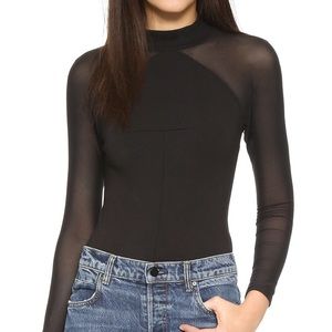 Kendall & Kylie Black Bodysuit with Sheer sleeve